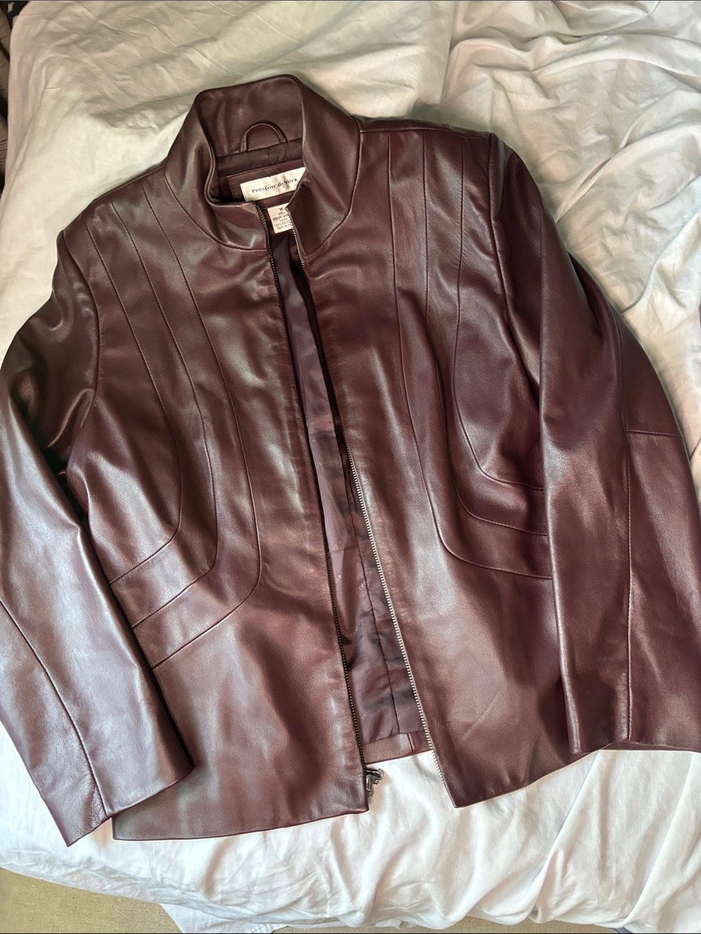 Preston & York Genuine Lambskin Leather Jacket Burgundy Wine Women’s M